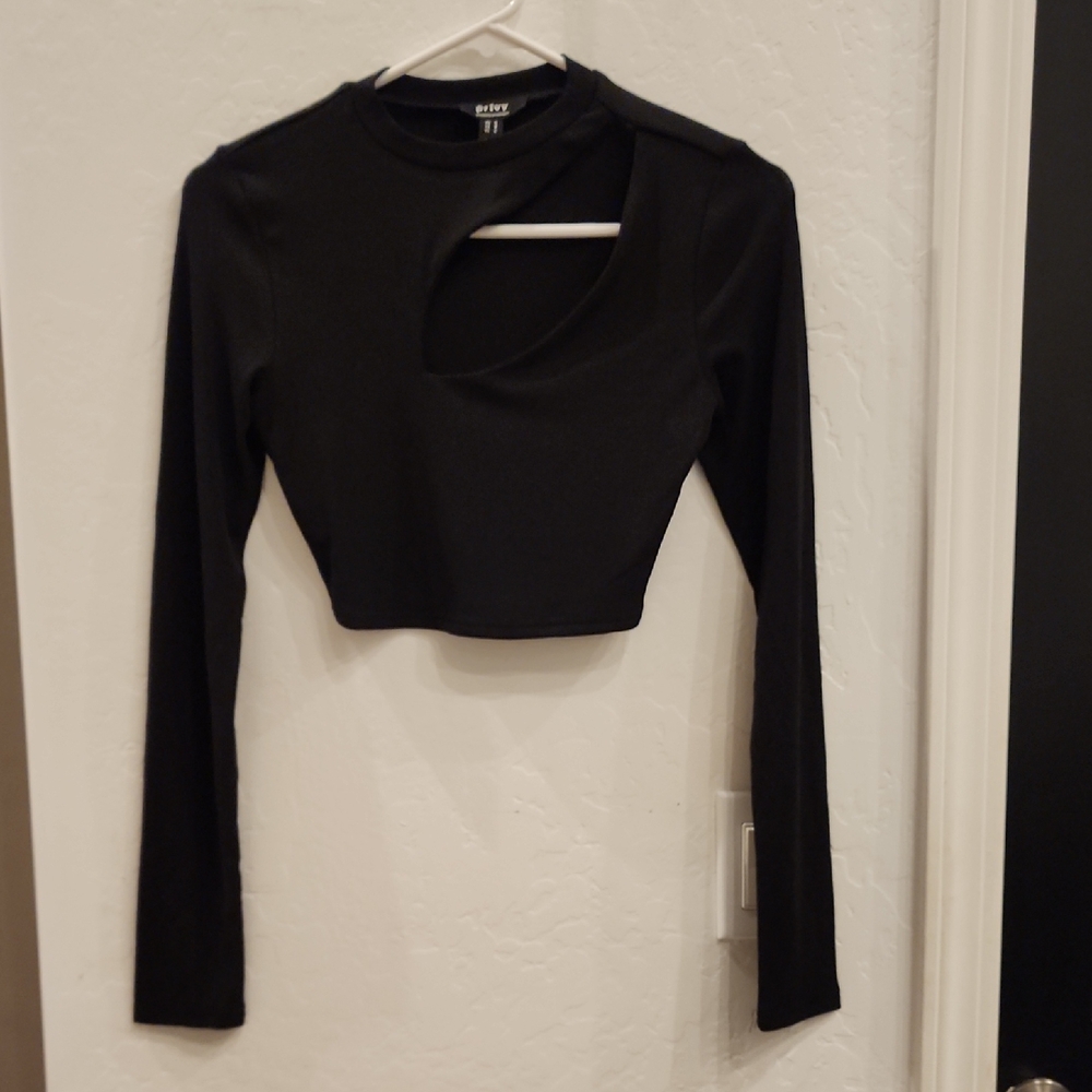 Privy Black Cutout Crop Top